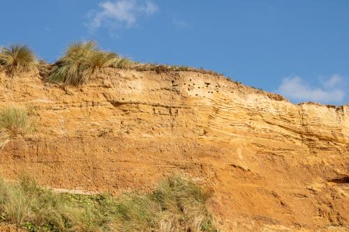 Falaises marquées par l'érosion au nord de la Pointe aux Oies